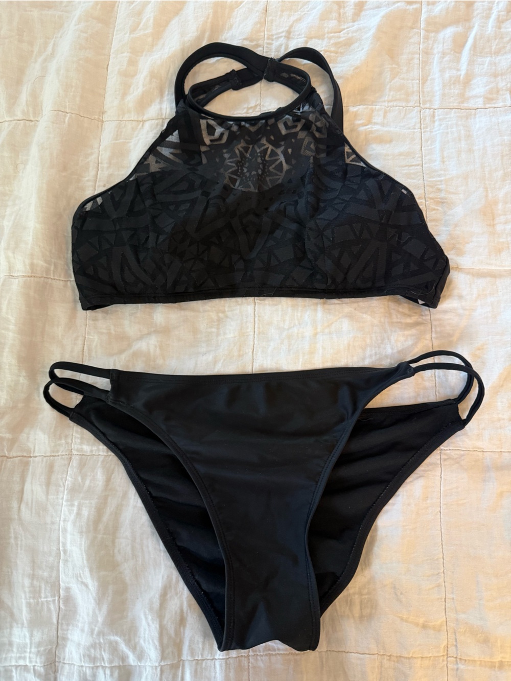 Xhilaration Black Strappy Bikini Set